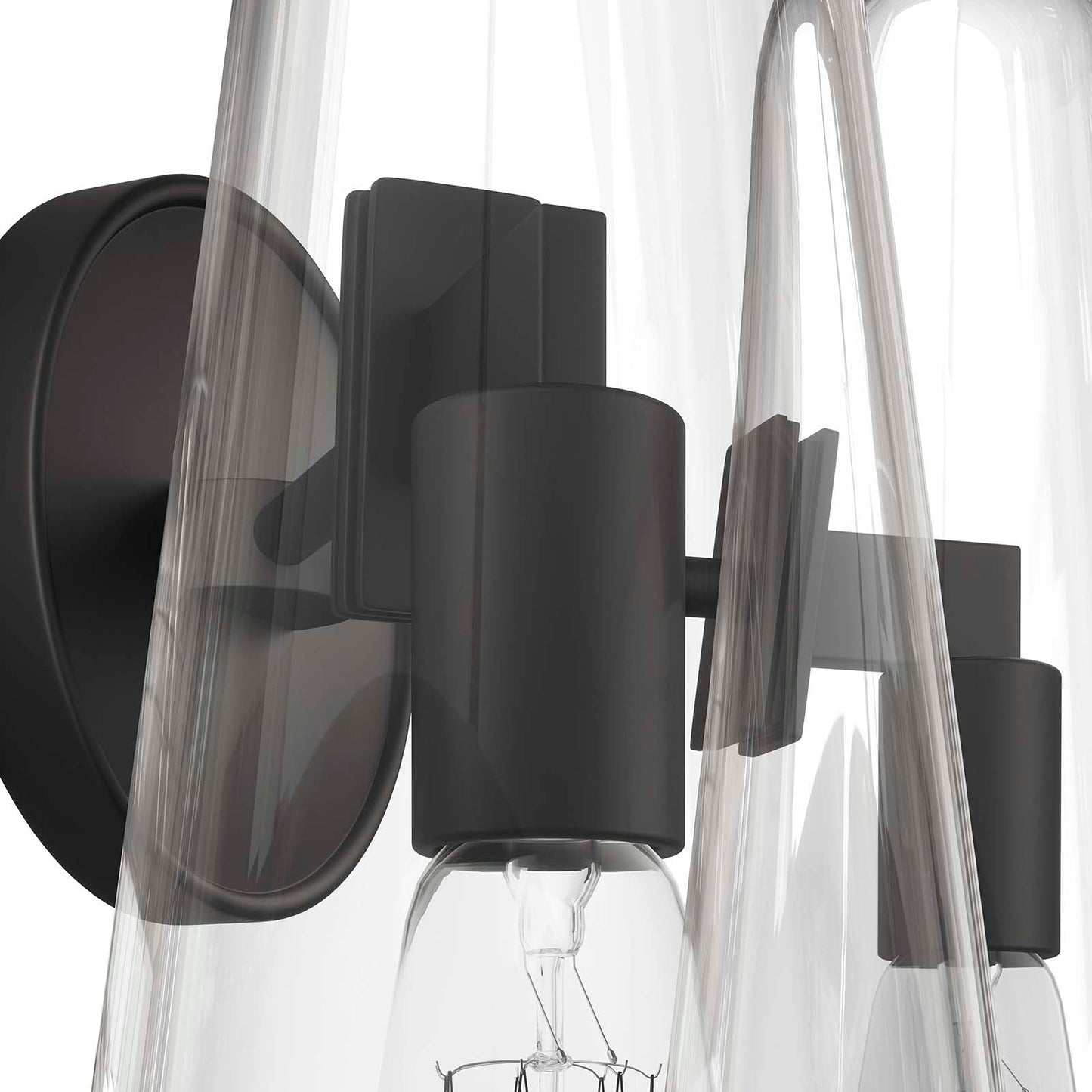 Beacon 2-Light Wall Sconce Clear Black EEI-5646-CLR-BLK