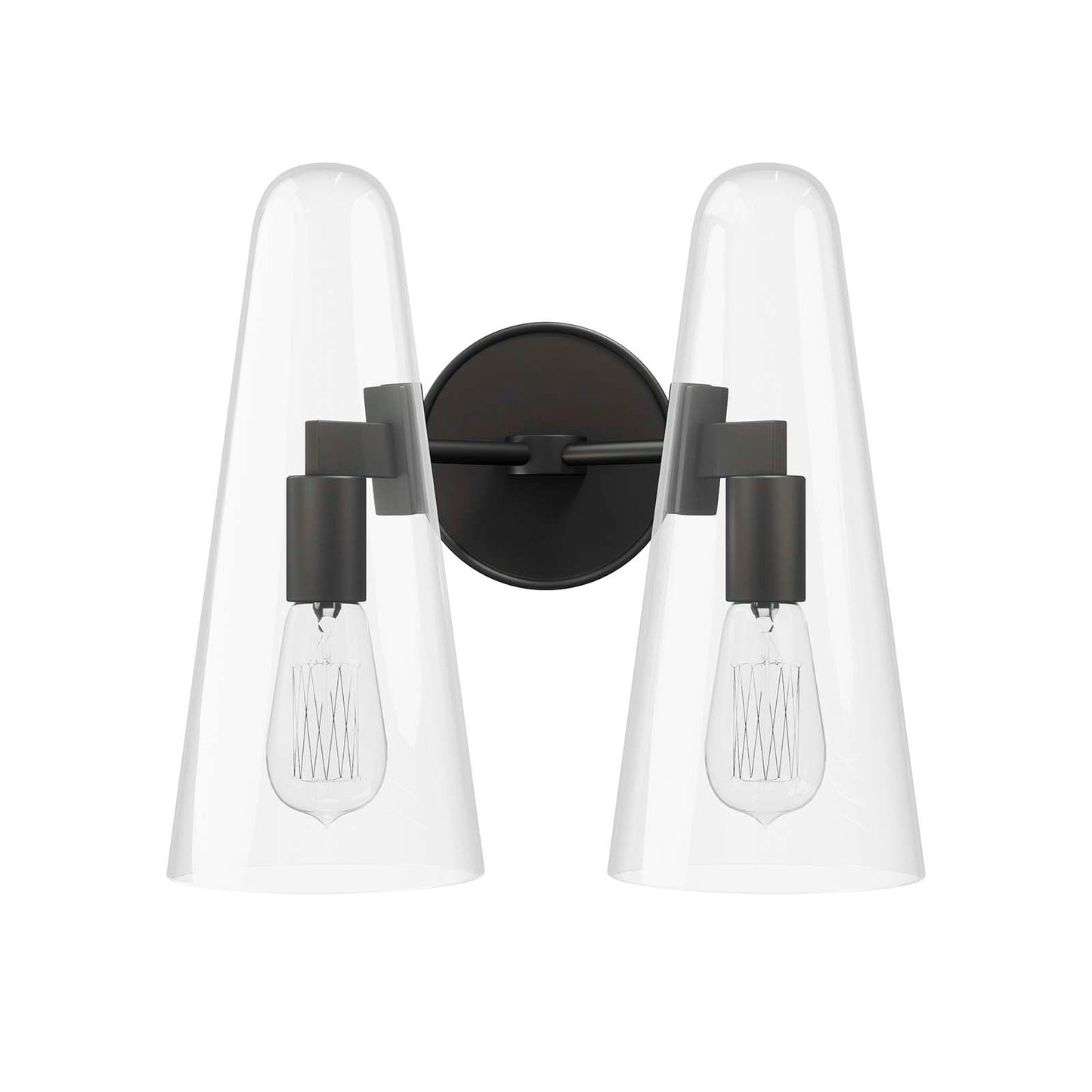 Beacon 2-Light Wall Sconce Clear Black EEI-5646-CLR-BLK