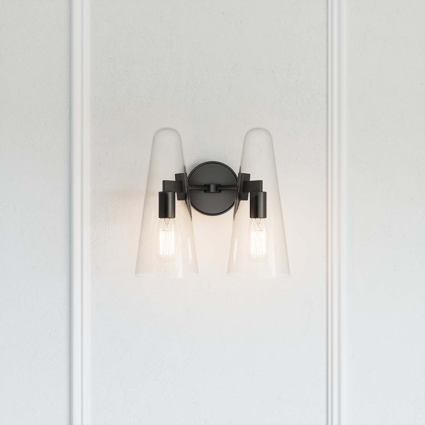 Beacon 2-Light Wall Sconce Clear Black EEI-5646-CLR-BLK