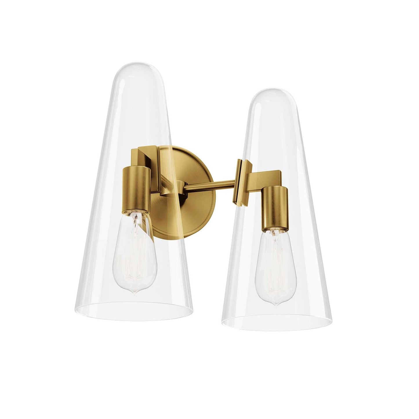 Beacon 2-Light Wall Sconce Clear Satin Brass EEI-5646-CLR-SBR