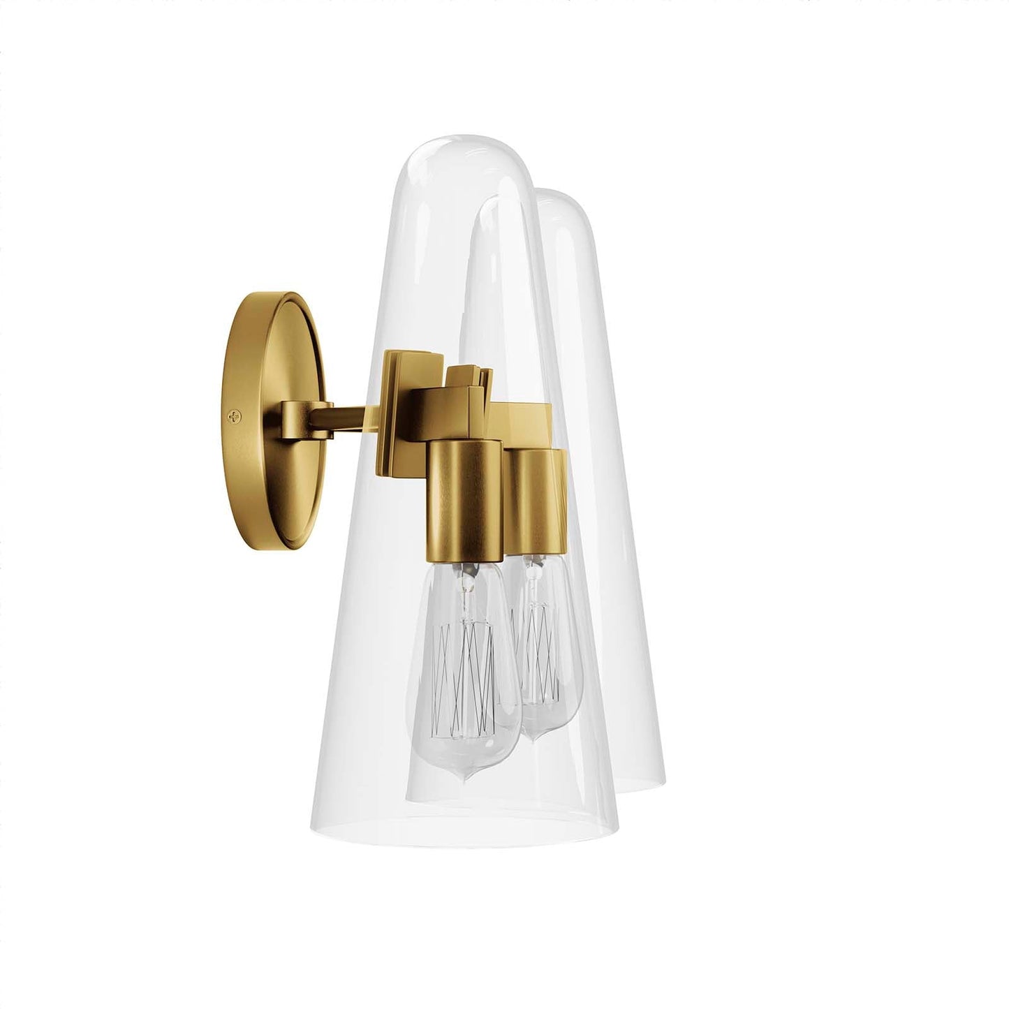 Beacon 2-Light Wall Sconce Clear Satin Brass EEI-5646-CLR-SBR