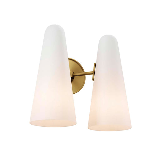 Beacon 2-Light Wall Sconce Opal Satin Brass EEI-5646-OPA-SBR