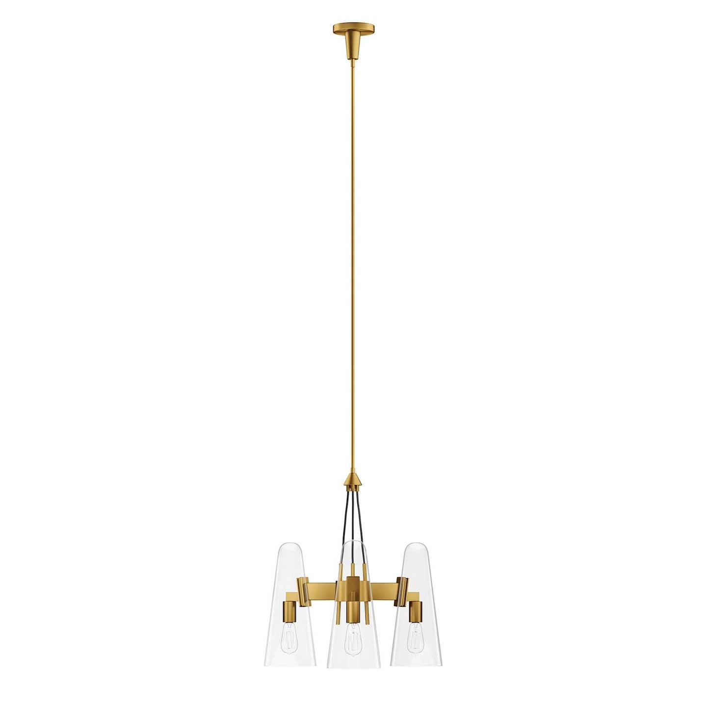 Beacon 3-Light Pendant Light Clear Satin Brass EEI-5647-CLR-SBR