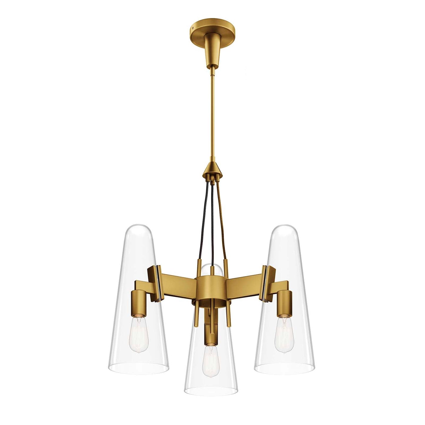 Beacon 3-Light Pendant Light Clear Satin Brass EEI-5647-CLR-SBR