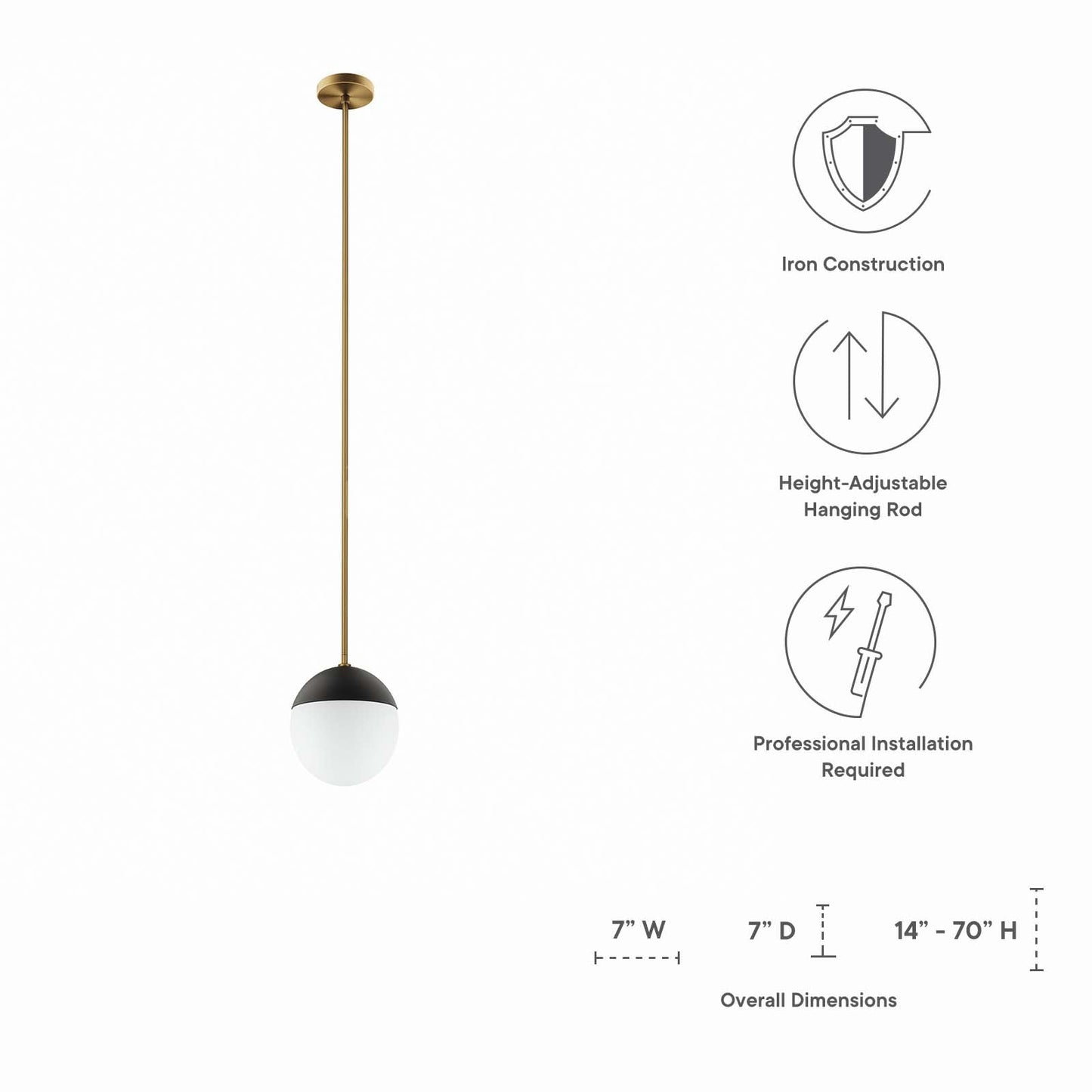 Stellar 1-Light Pendant Light Opal Satin Brass EEI-5653-OPA-SBR