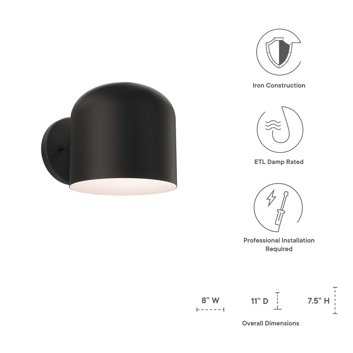Avenue 1-Light Wall Sconce Black EEI-5662-BLK
