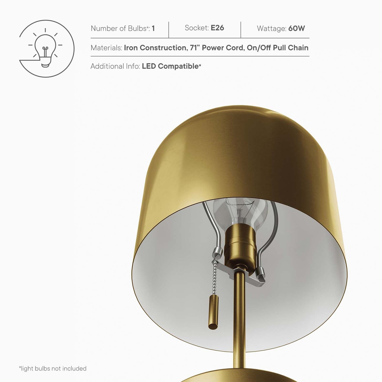 Avenue Table Lamp Satin Brass EEI-5664-SBR