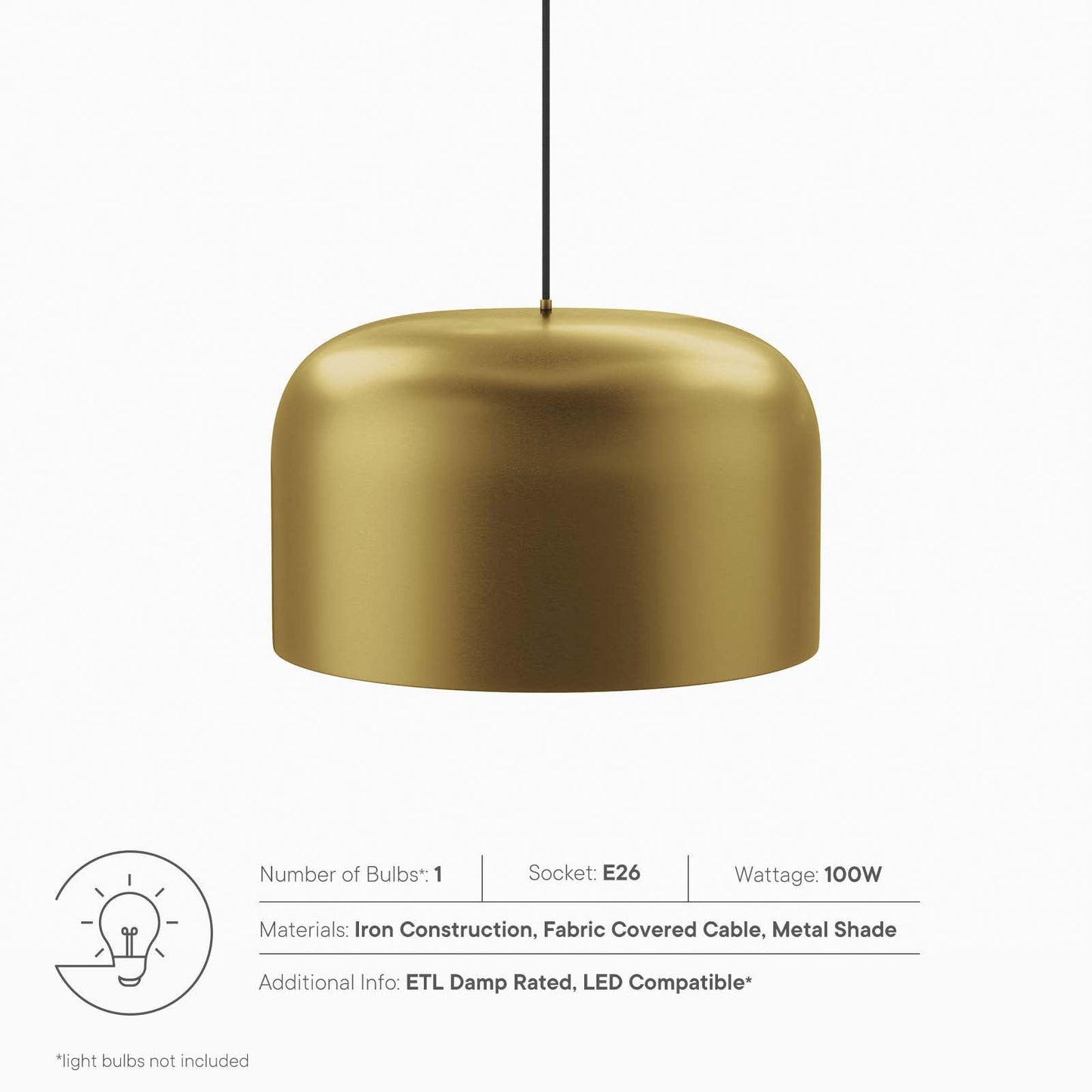 Avenue 1-Light Pendant Light Satin Brass EEI-5665-SBR