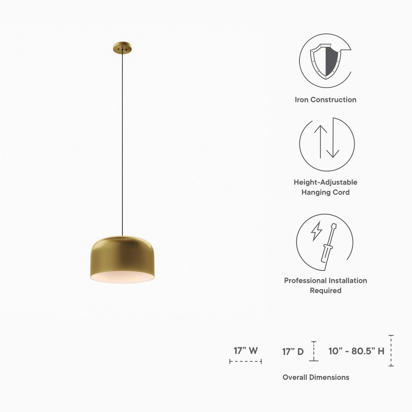 Avenue 1-Light Pendant Light Satin Brass EEI-5665-SBR