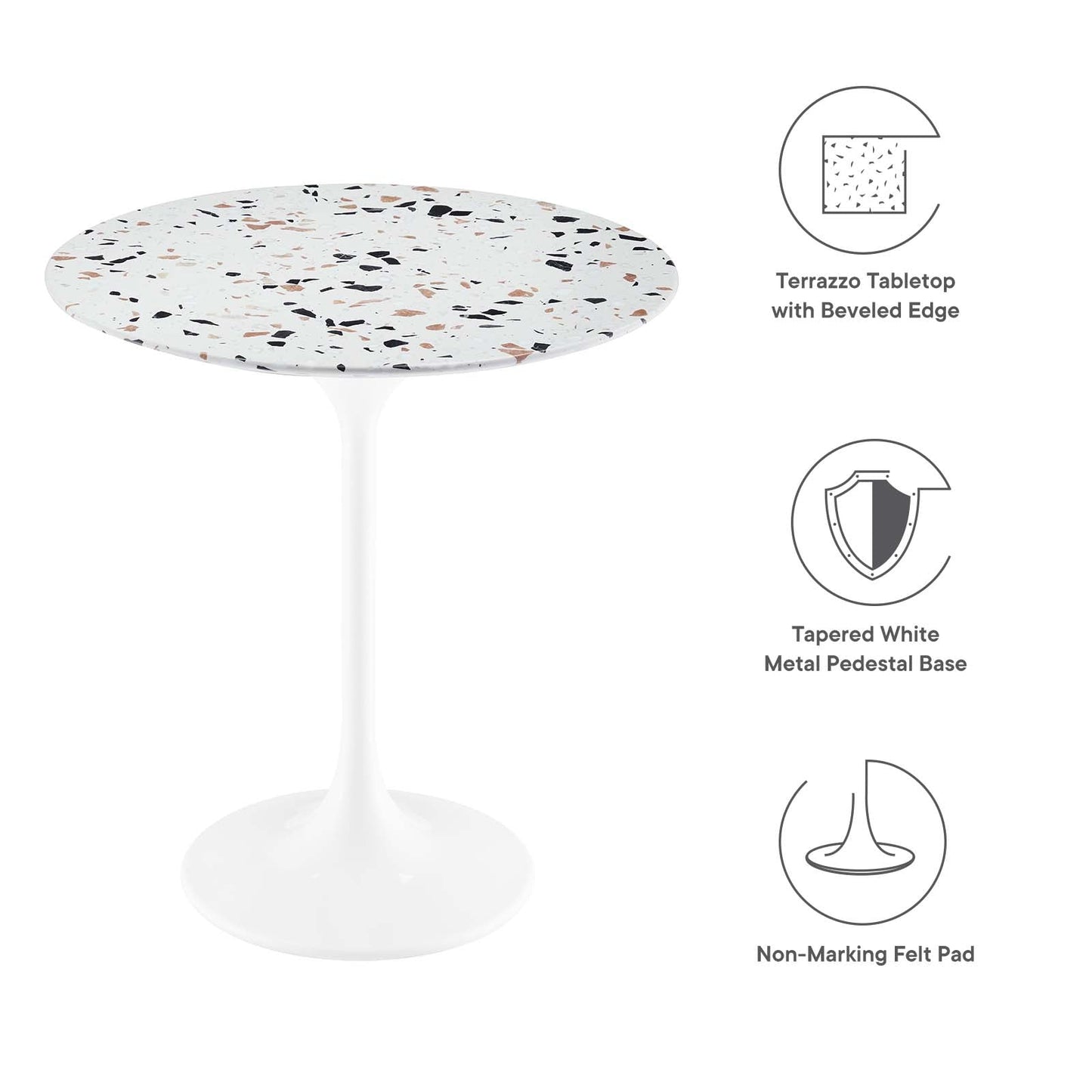Lippa 20" Round Side Table - Terrazzo and White Options Available