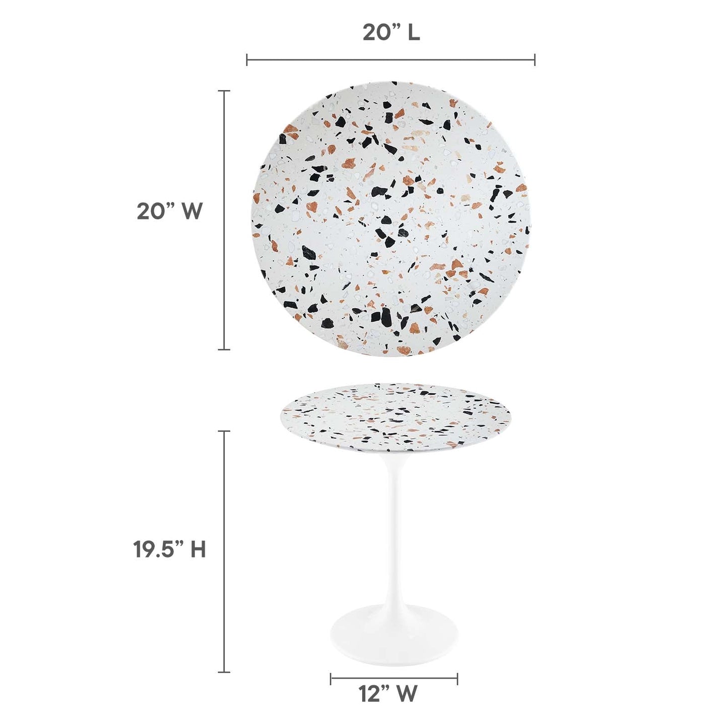 Lippa 20" Round Side Table - Terrazzo and White Options Available