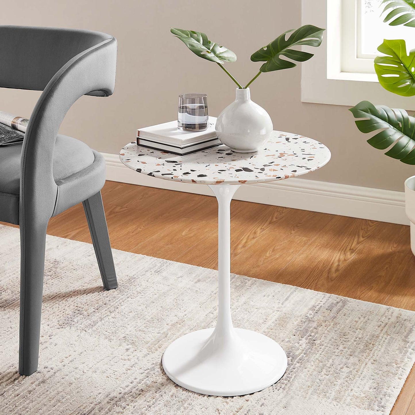 Lippa 20" Round Side Table - Terrazzo and White Options Available