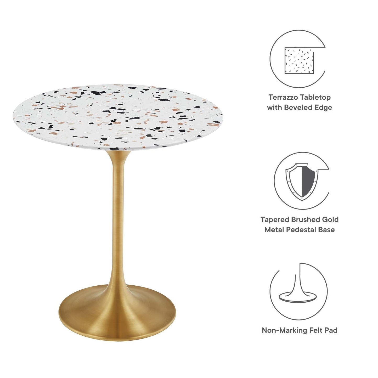 Lippa 20" Round Side Table - Terrazzo and White Options Available