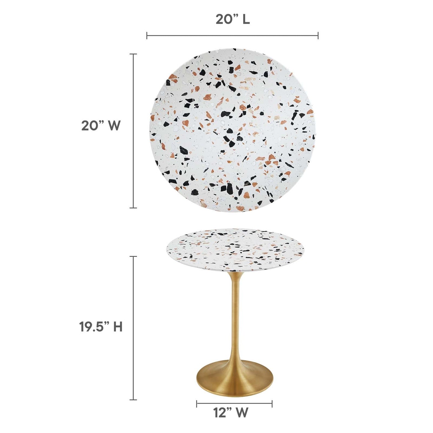 Lippa 20" Round Side Table - Terrazzo and White Options Available