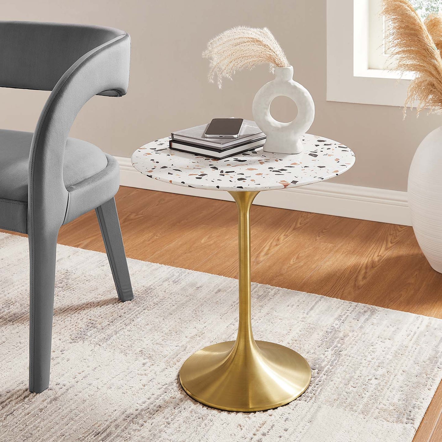 Lippa 20" Round Side Table - Terrazzo and White Options Available
