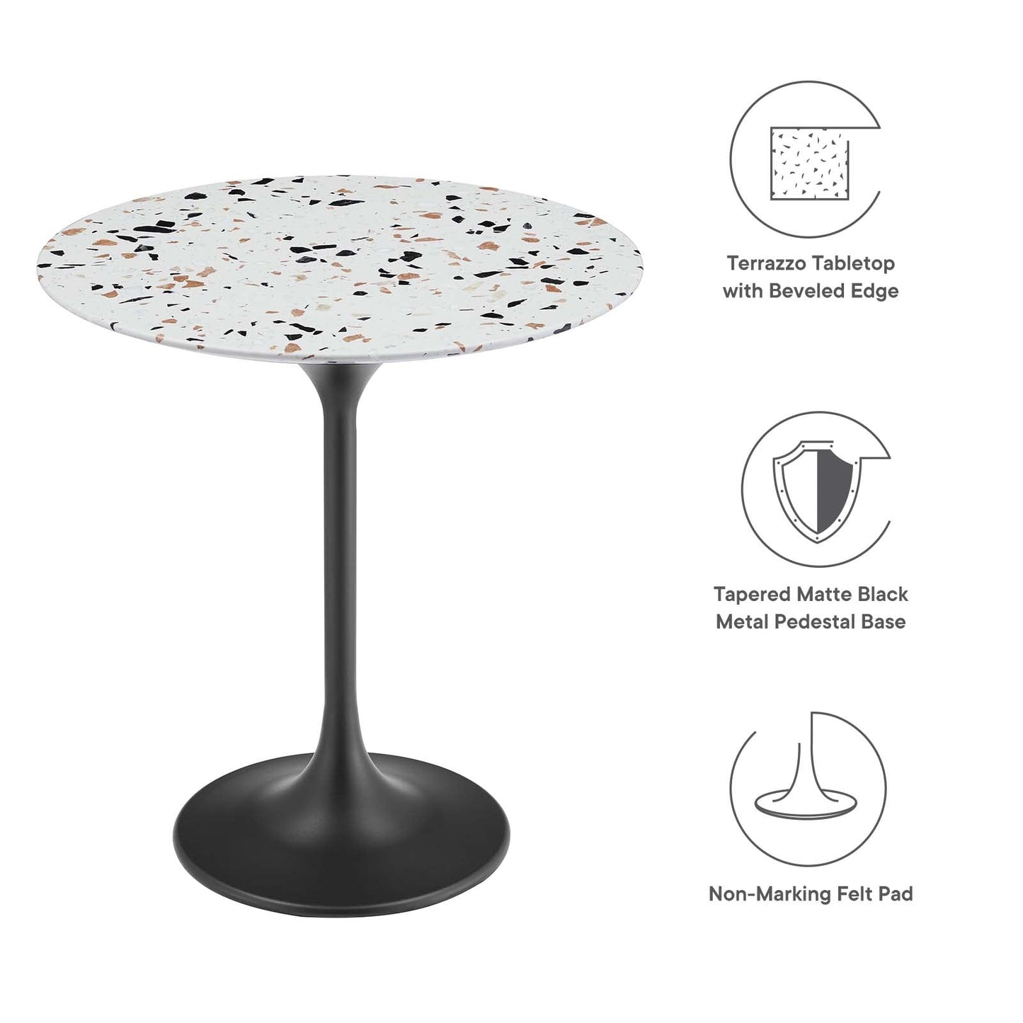 Lippa 20" Round Side Table - Terrazzo and White Options Available
