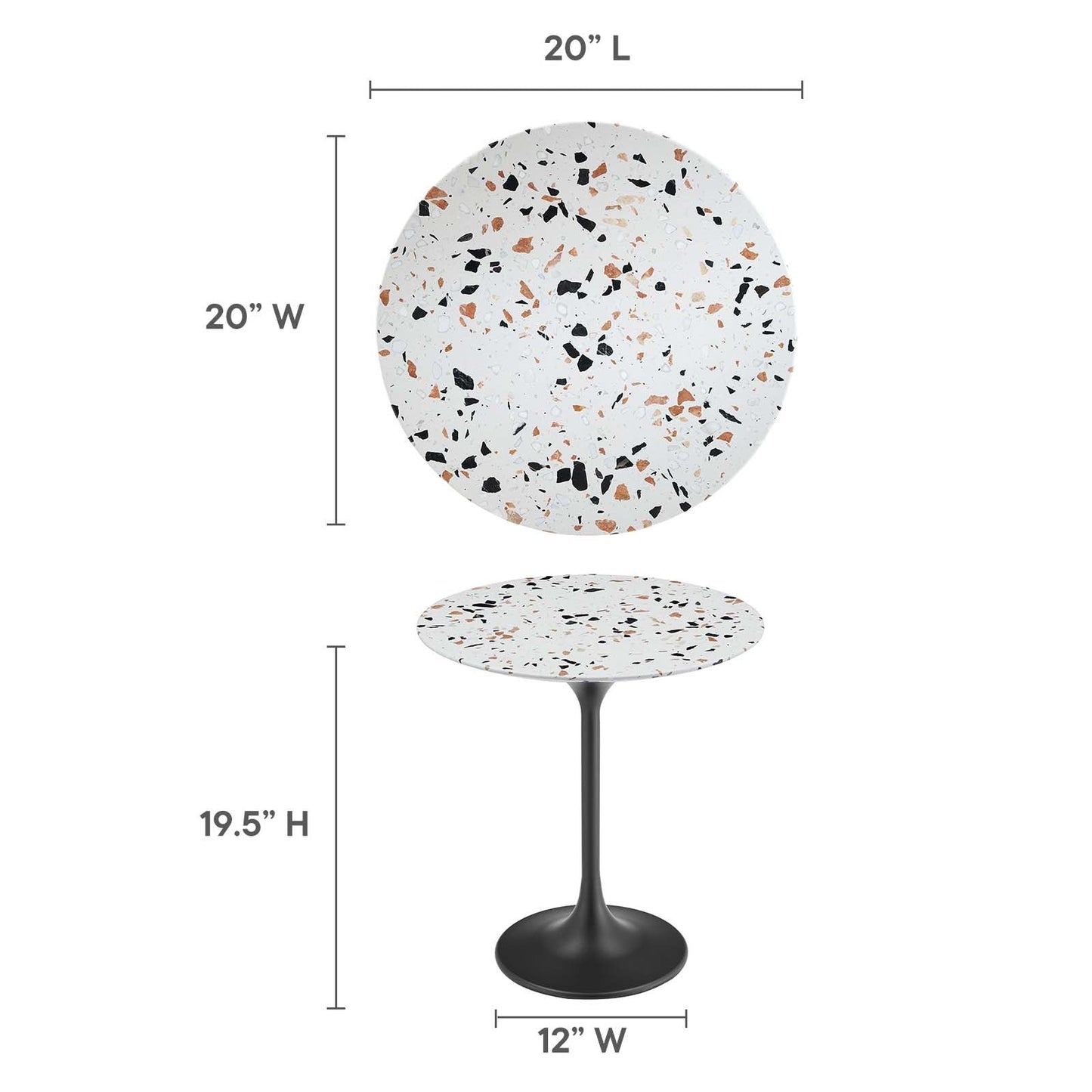 Lippa 20" Round Side Table - Terrazzo and White Options Available