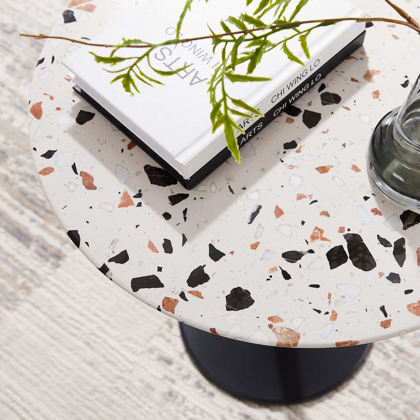 Lippa 20" Round Side Table - Terrazzo and White Options Available