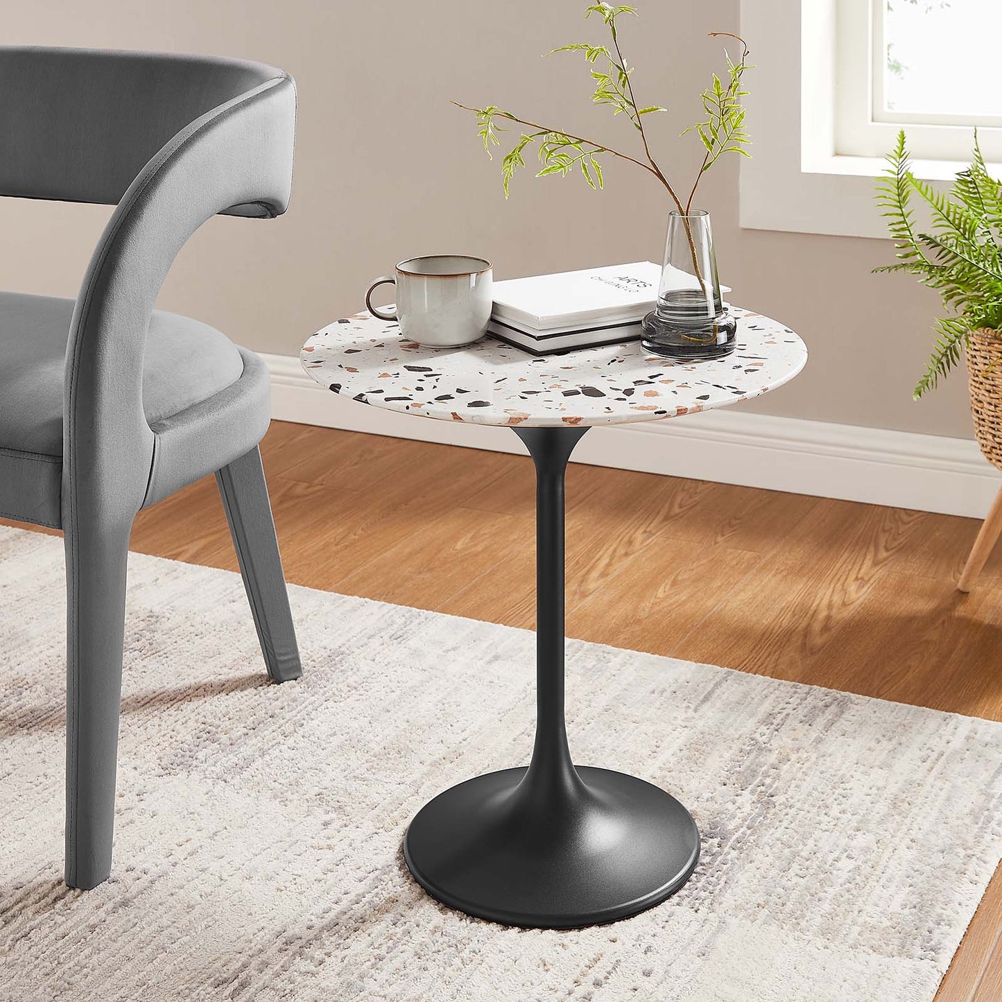 Lippa 20" Round Side Table - Terrazzo and White Options Available