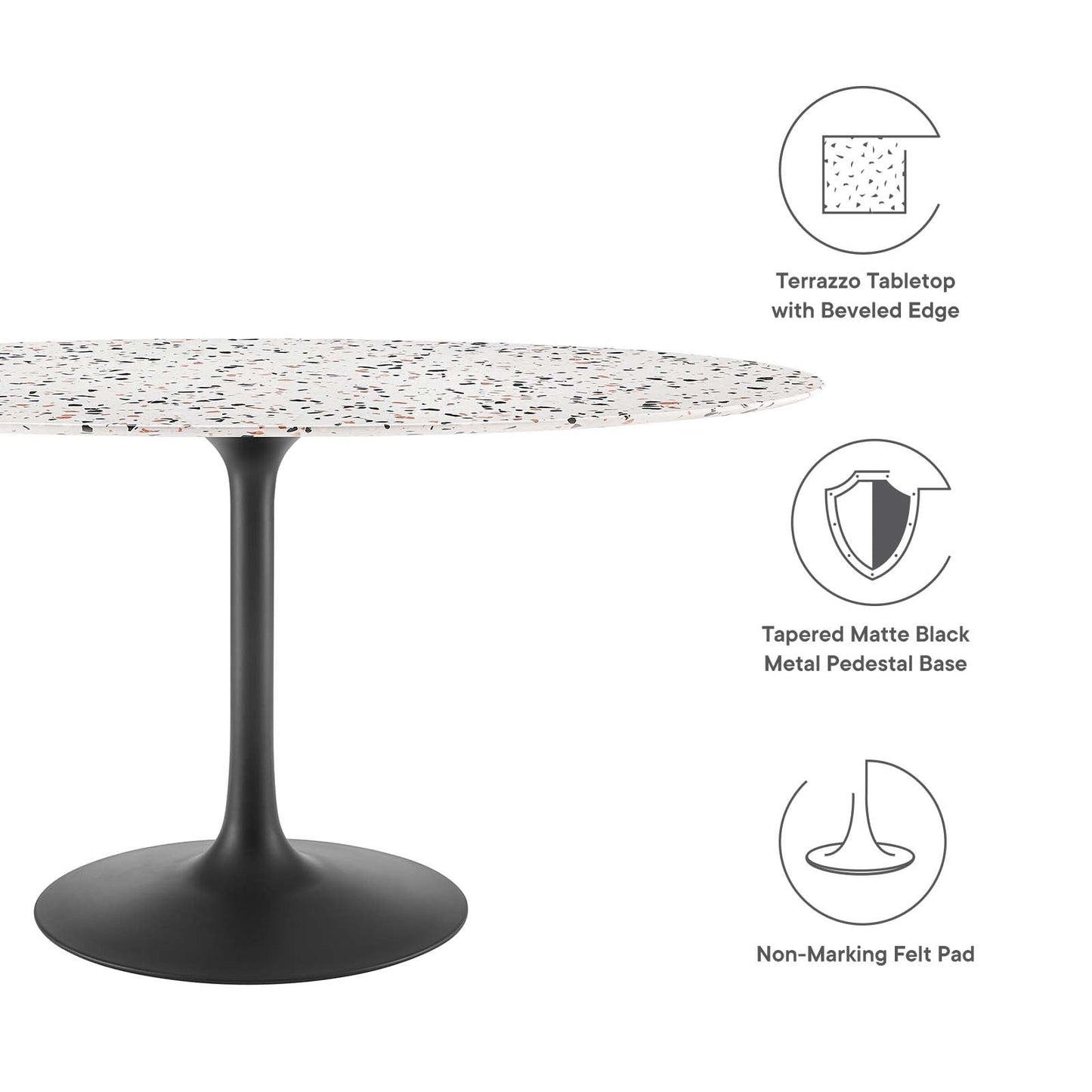 Lippa 60" Oval Dining Table - Terrazzo, Walnut Wood Grain, and Wood Grain Options