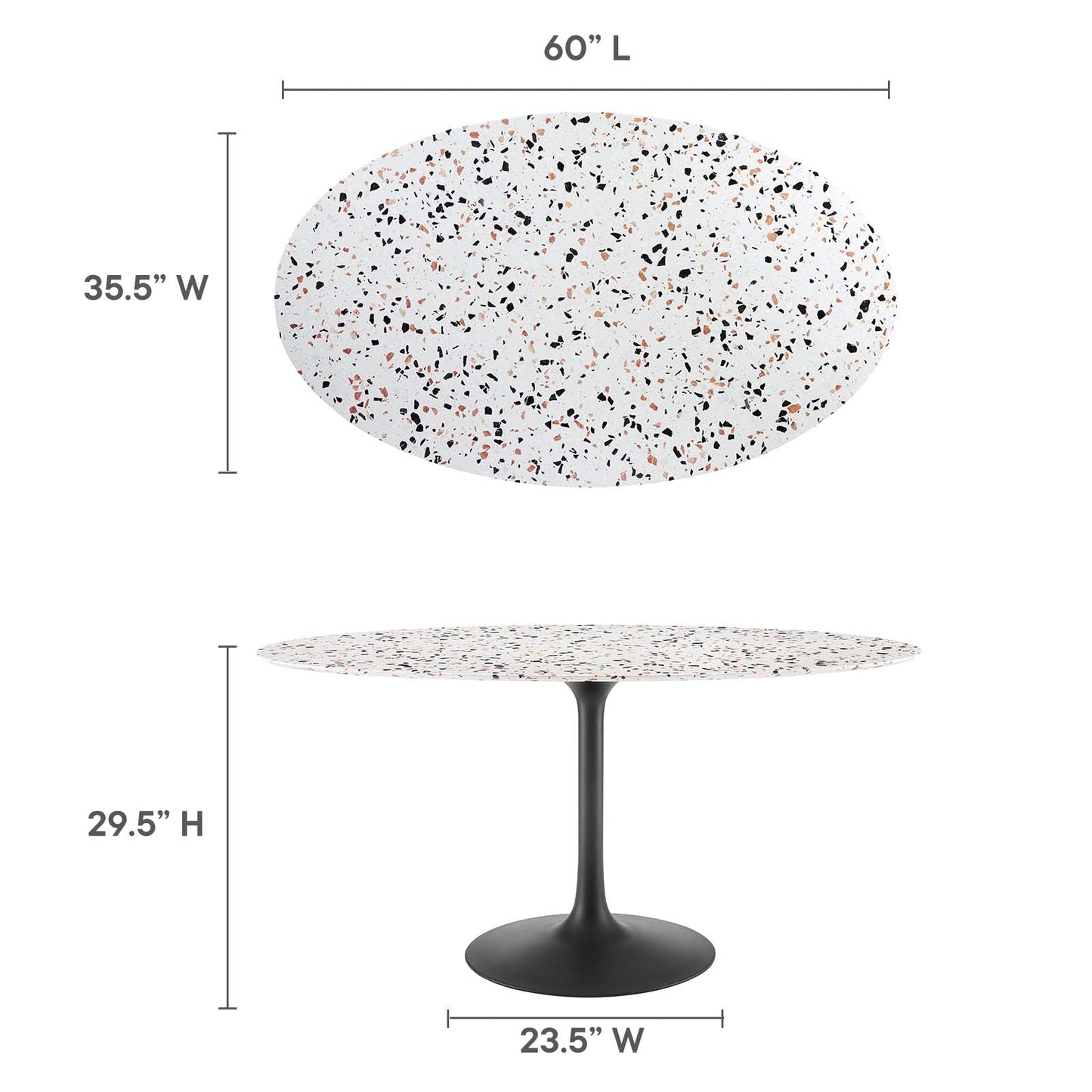 Lippa 60" Oval Dining Table - Terrazzo, Walnut Wood Grain, and Wood Grain Options