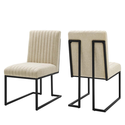 Indulge Channel Tufted Fabric Dining Chairs - Set of 2 Beige EEI-5740-BEI