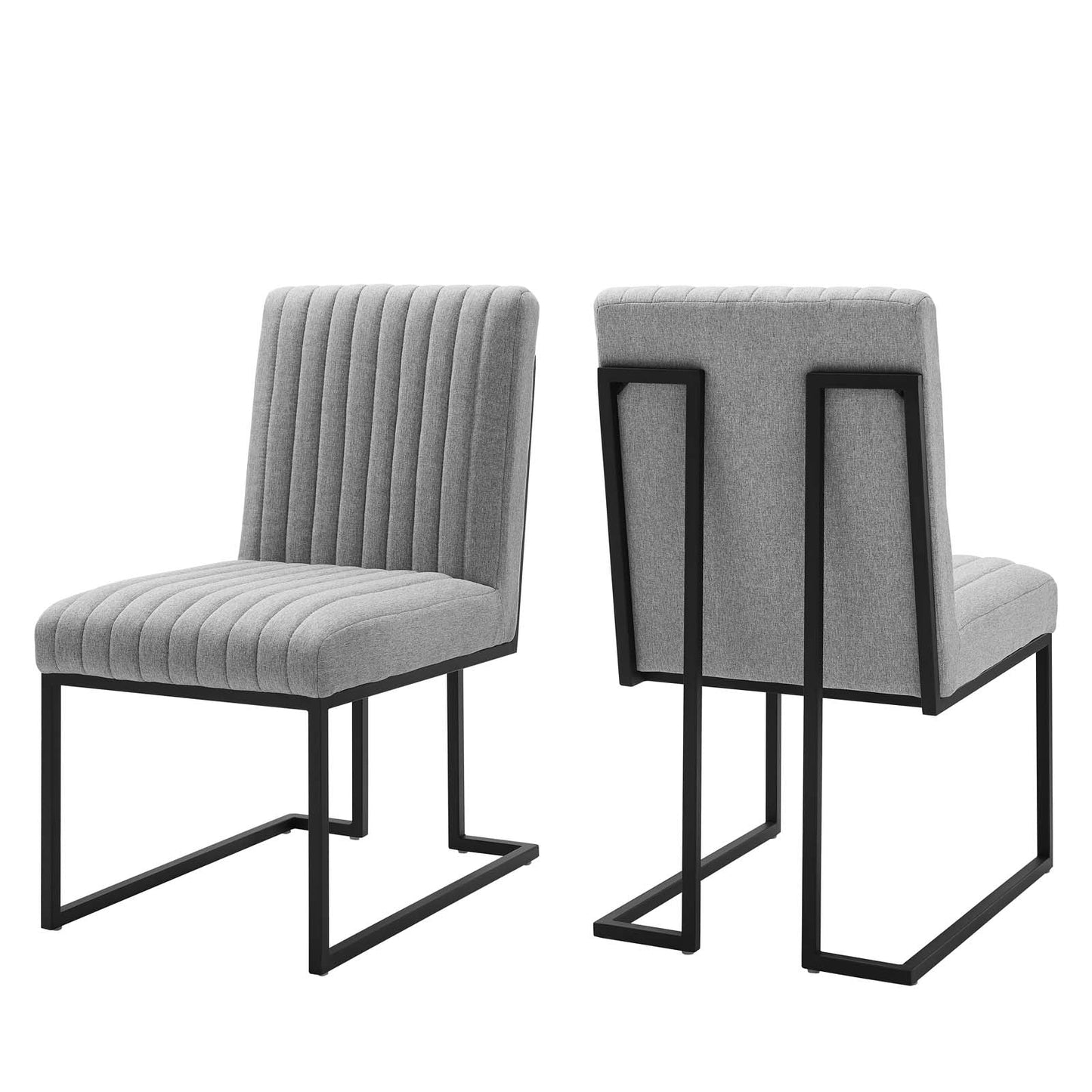 Indulge Channel Tufted Fabric Dining Chairs - Set of 2 Light Gray EEI-5740-LGR