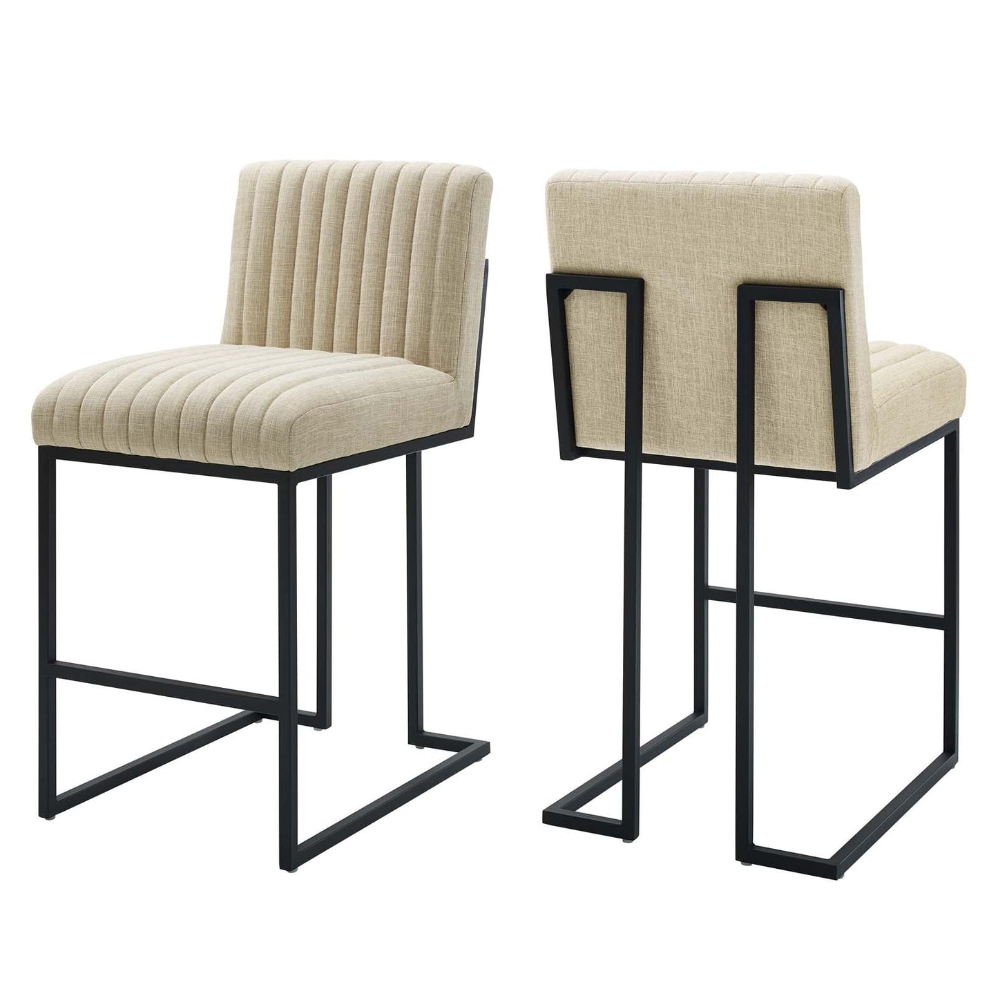 Indulge Channel Tufted Fabric Counter Stools Set of 2 by Modway EEI-5741-BEI