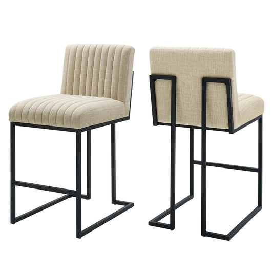 Indulge Channel Tufted Fabric Counter Stools Set of 2 by Modway EEI-5741-BEI