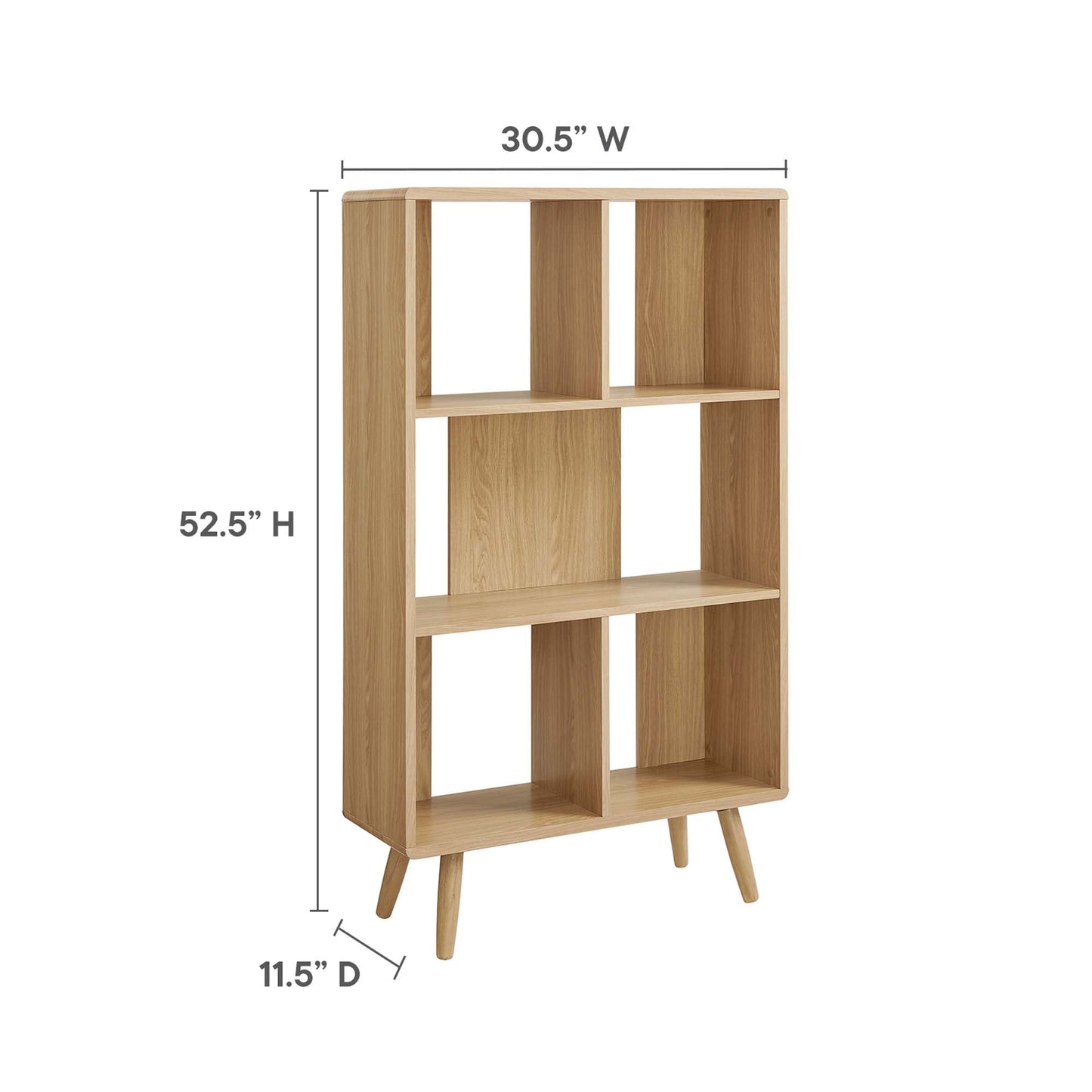 Transmit 5 Shelf Wood Grain Bookcase by Modway EEI-5743-OAK