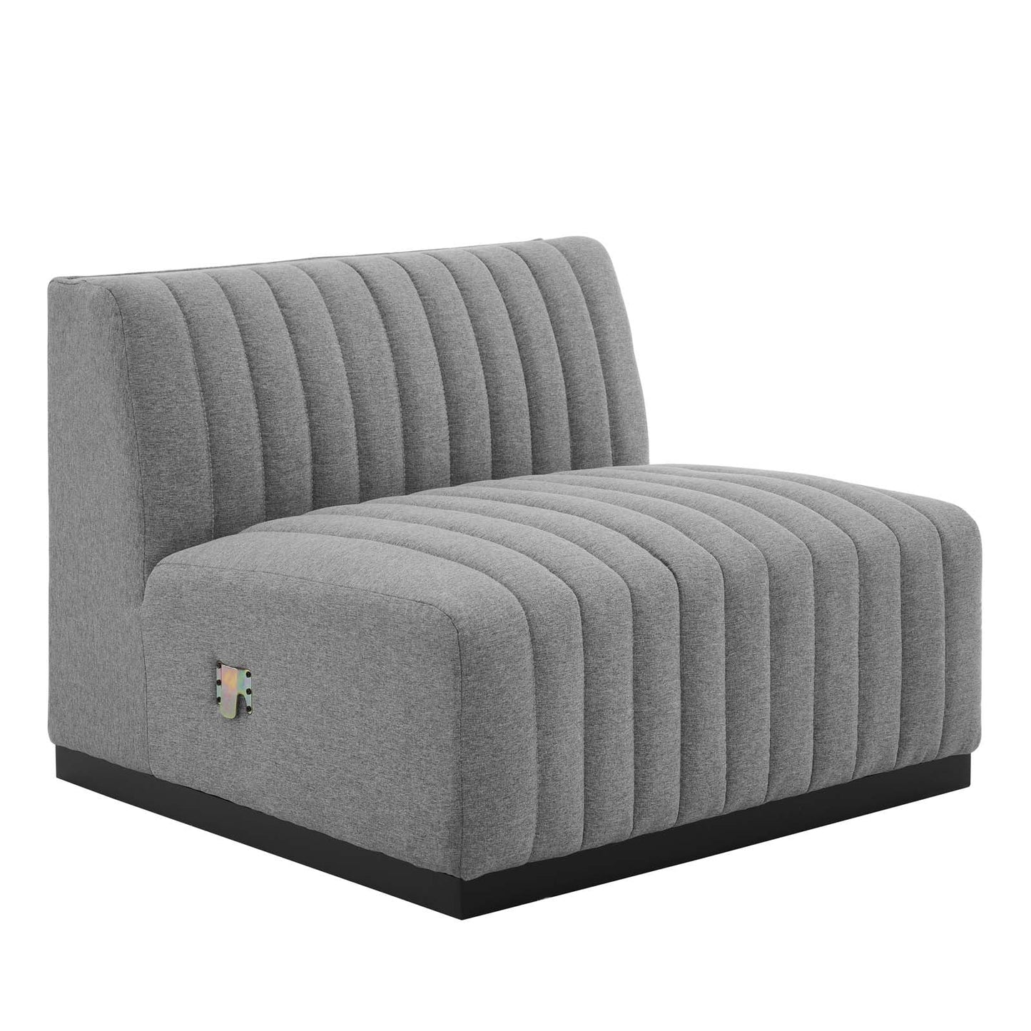 Conjure Channel Tufted Upholstered Fabric 4-Piece Sofa Black Light Gray EEI-5789-BLK-LGR