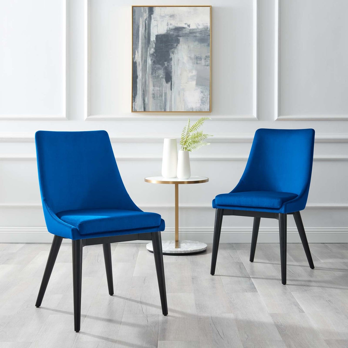 Viscount Accent Performance Velvet Dining Chairs - Set of 2 Navy EEI-5816-NAV