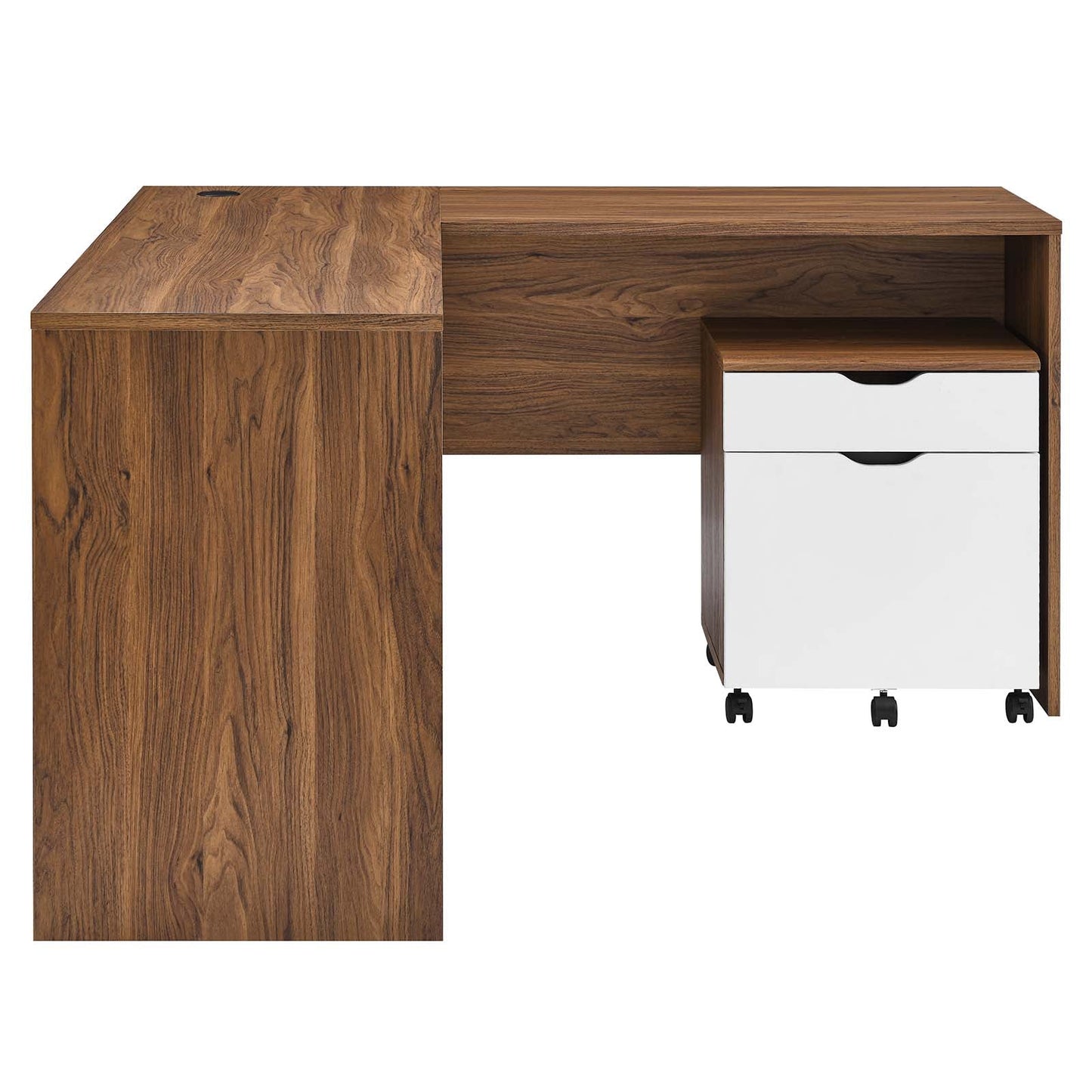 Envision Wood Desk and File Cabinet Set Walnut White EEI-5823-WAL-WHI