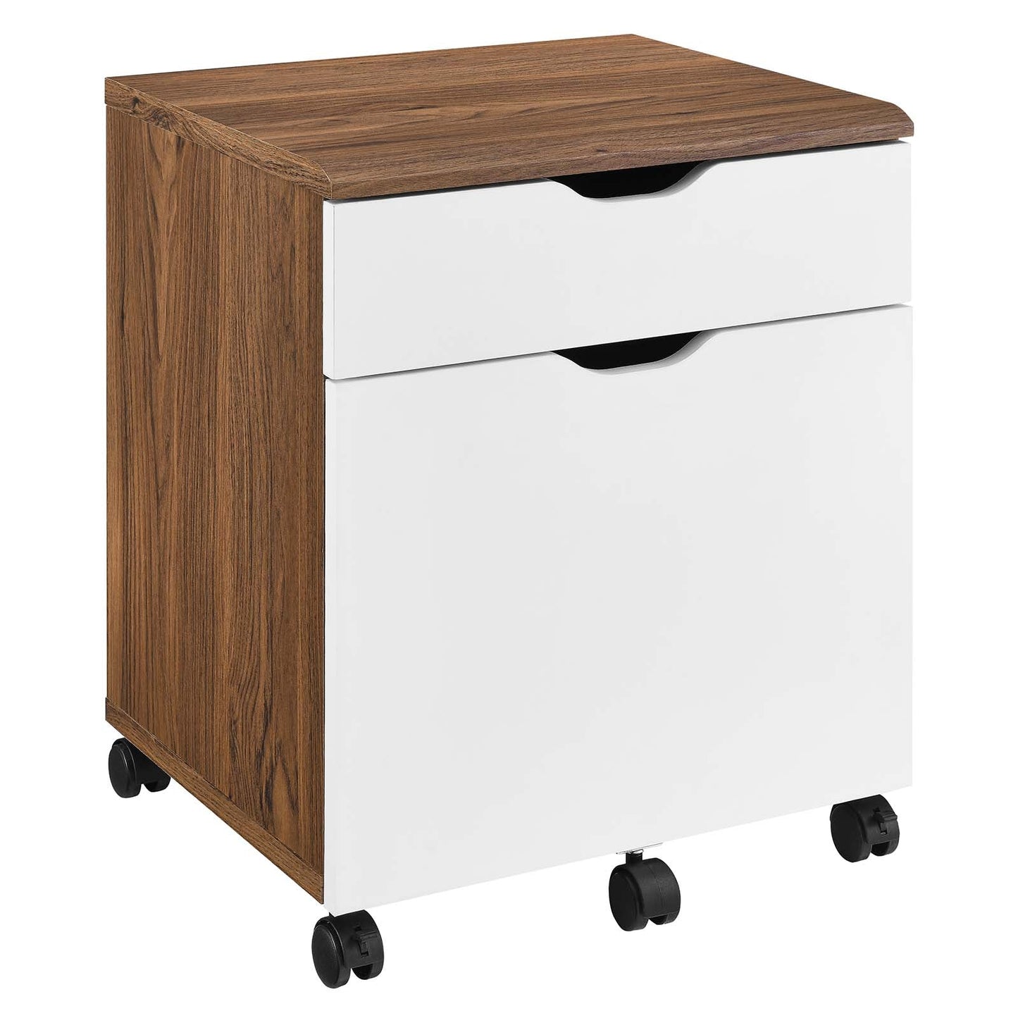 Envision Wood Desk and File Cabinet Set Walnut White EEI-5823-WAL-WHI