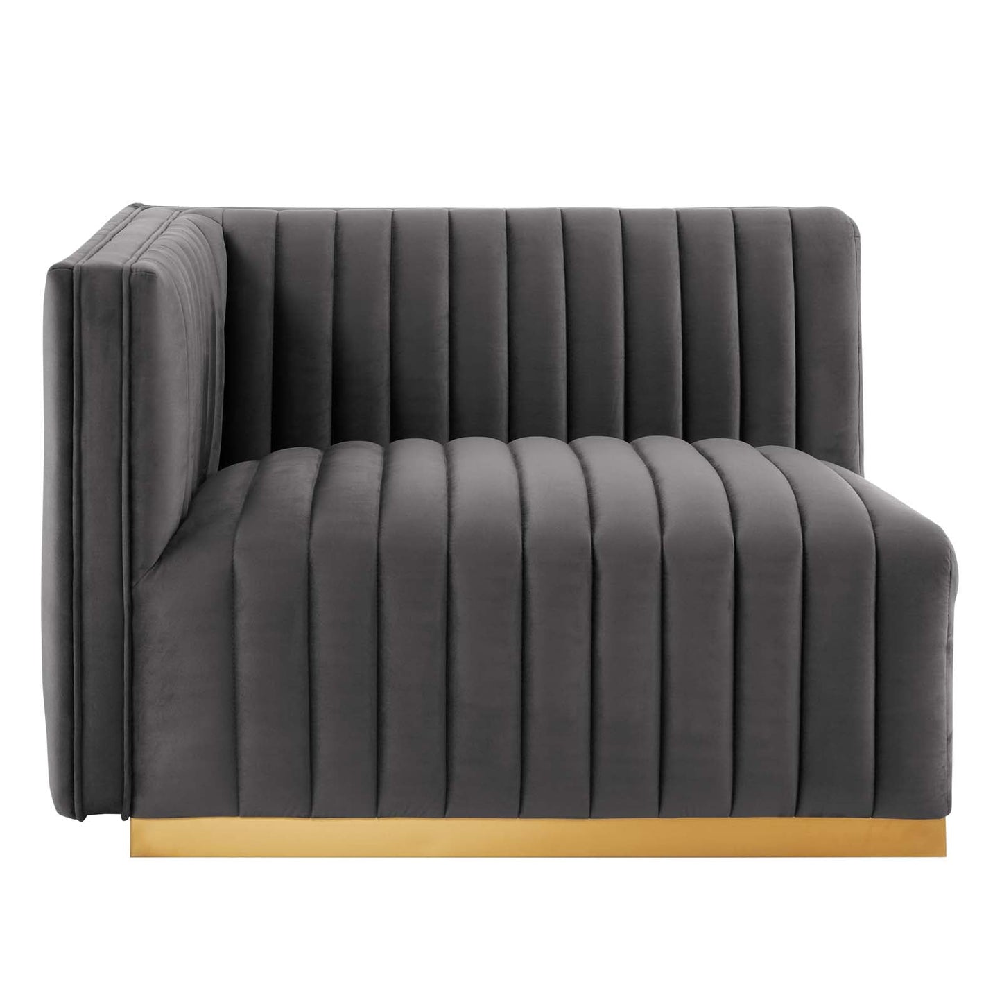 Conjure Channel Tufted Performance Velvet Loveseat Gold Gray EEI-5842-GLD-GRY