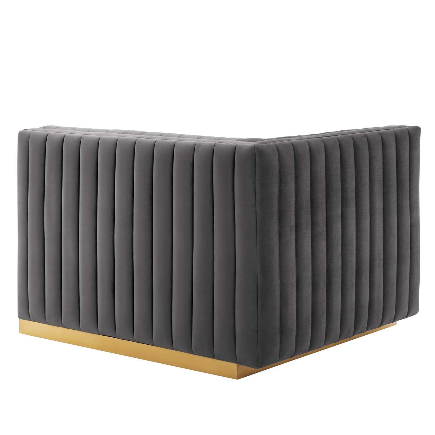 Conjure Channel Tufted Performance Velvet Loveseat Gold Gray EEI-5842-GLD-GRY