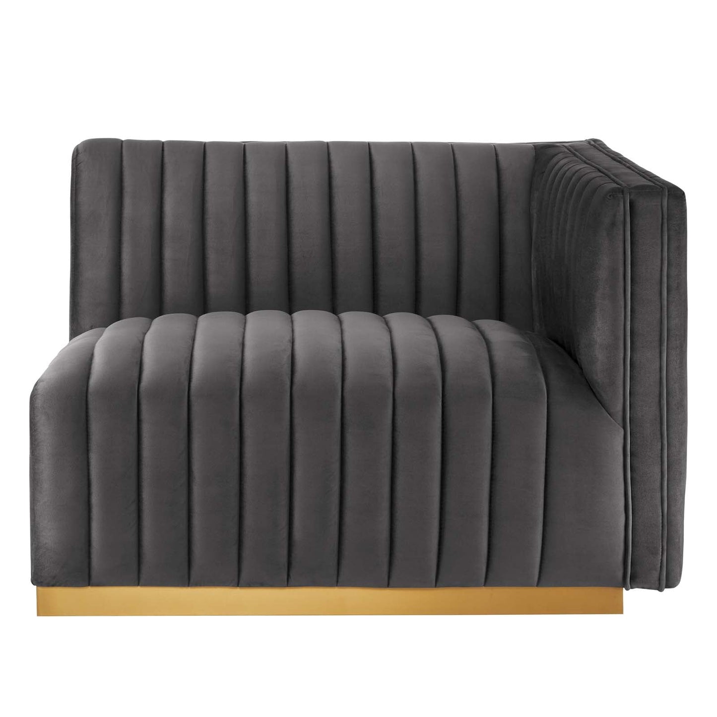 Conjure Channel Tufted Performance Velvet Loveseat Gold Gray EEI-5842-GLD-GRY