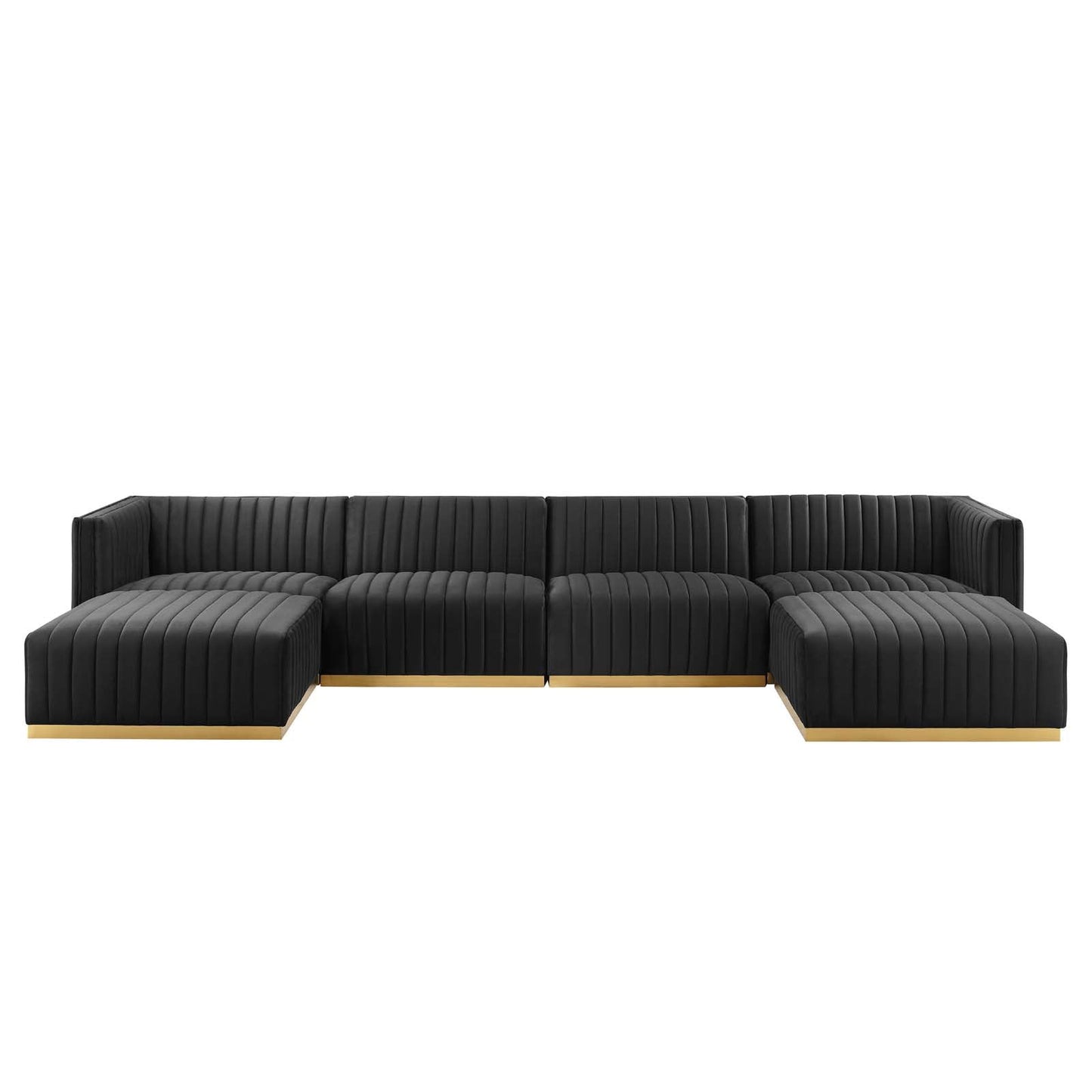 Conjure Channel Tufted Performance Velvet 6-Piece Sectional Gold Black EEI-5846-GLD-BLK