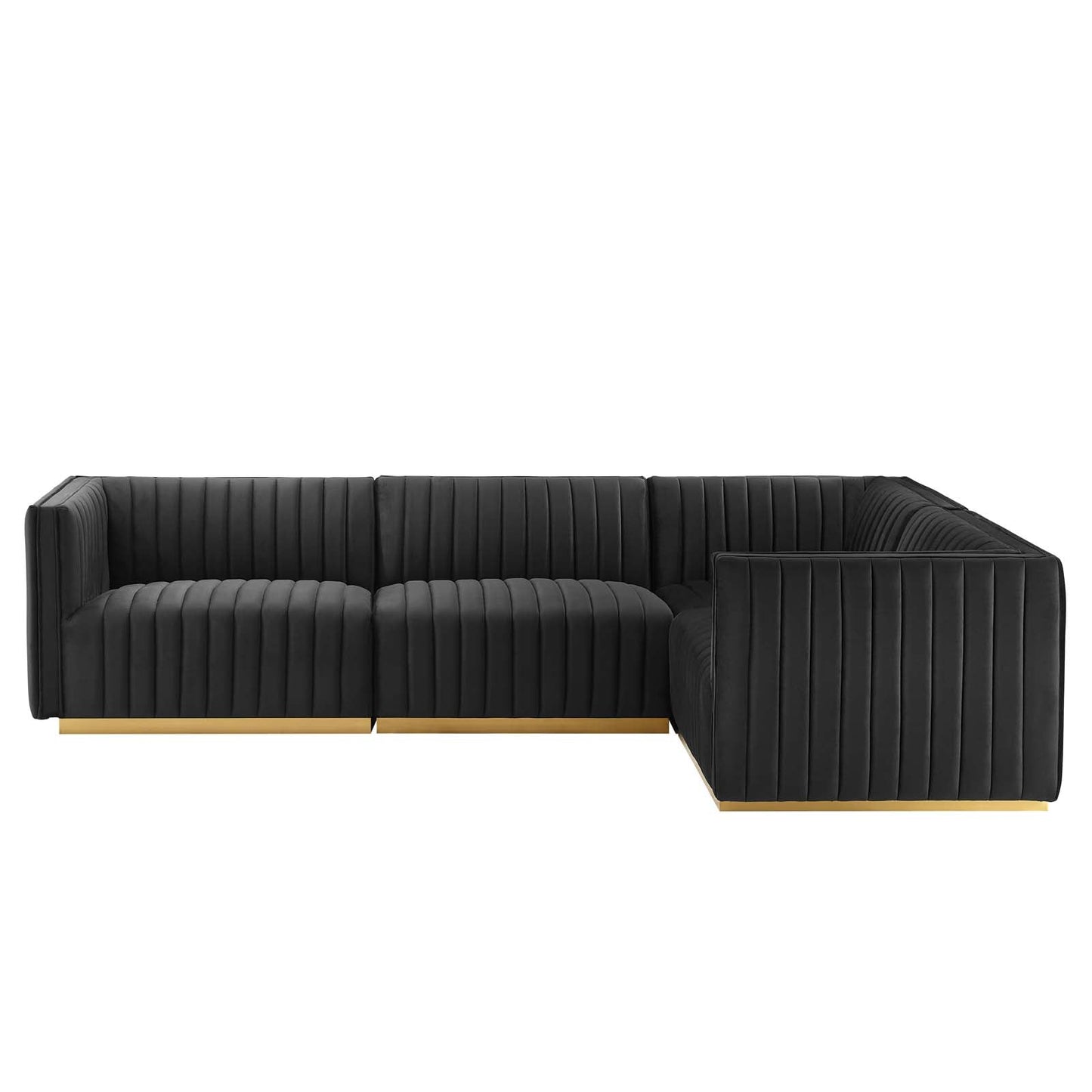 Conjure Channel Tufted Performance Velvet 4-Piece Sectional Gold Black EEI-5848-GLD-BLK
