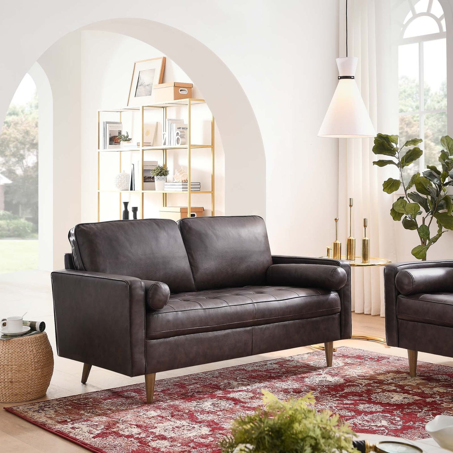 Valour Leather Loveseat Brown EEI-5870-BRN