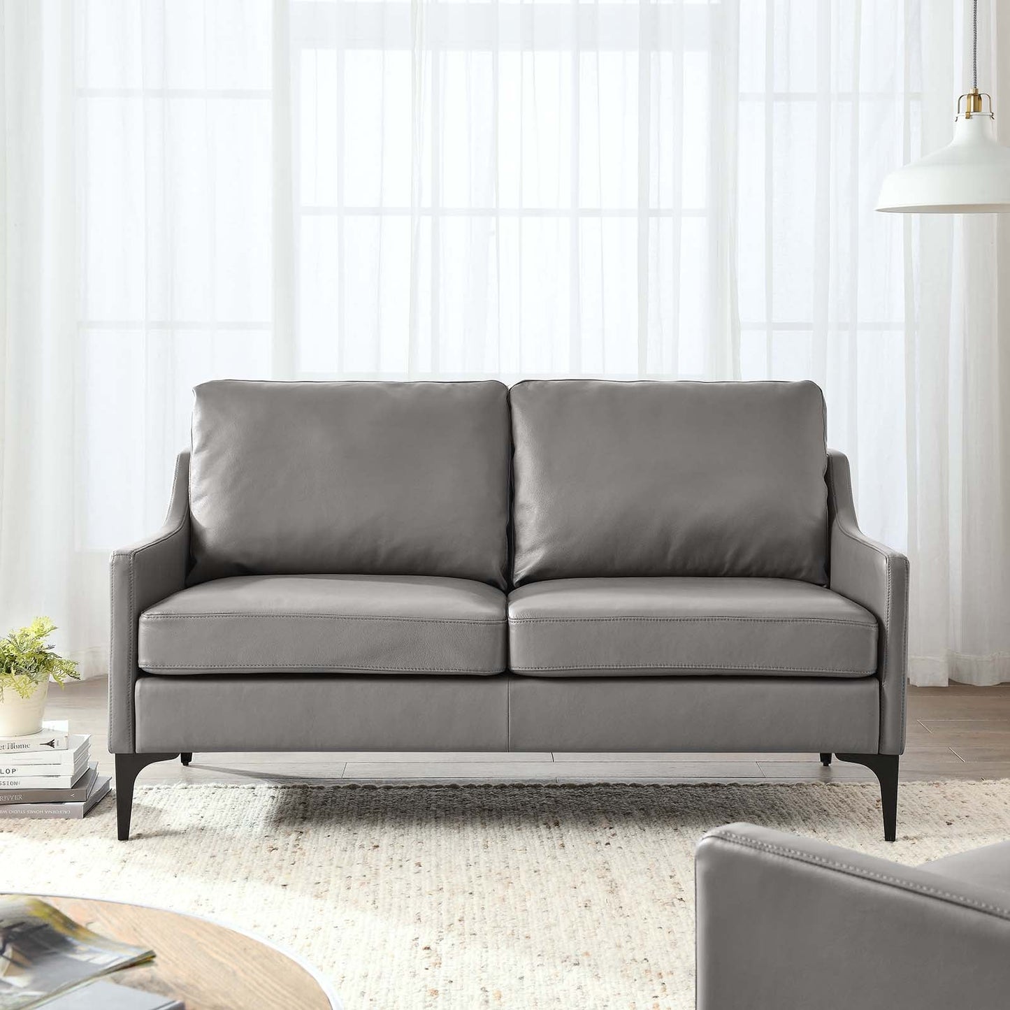 Corland Leather Loveseat Gray EEI-6020-GRY