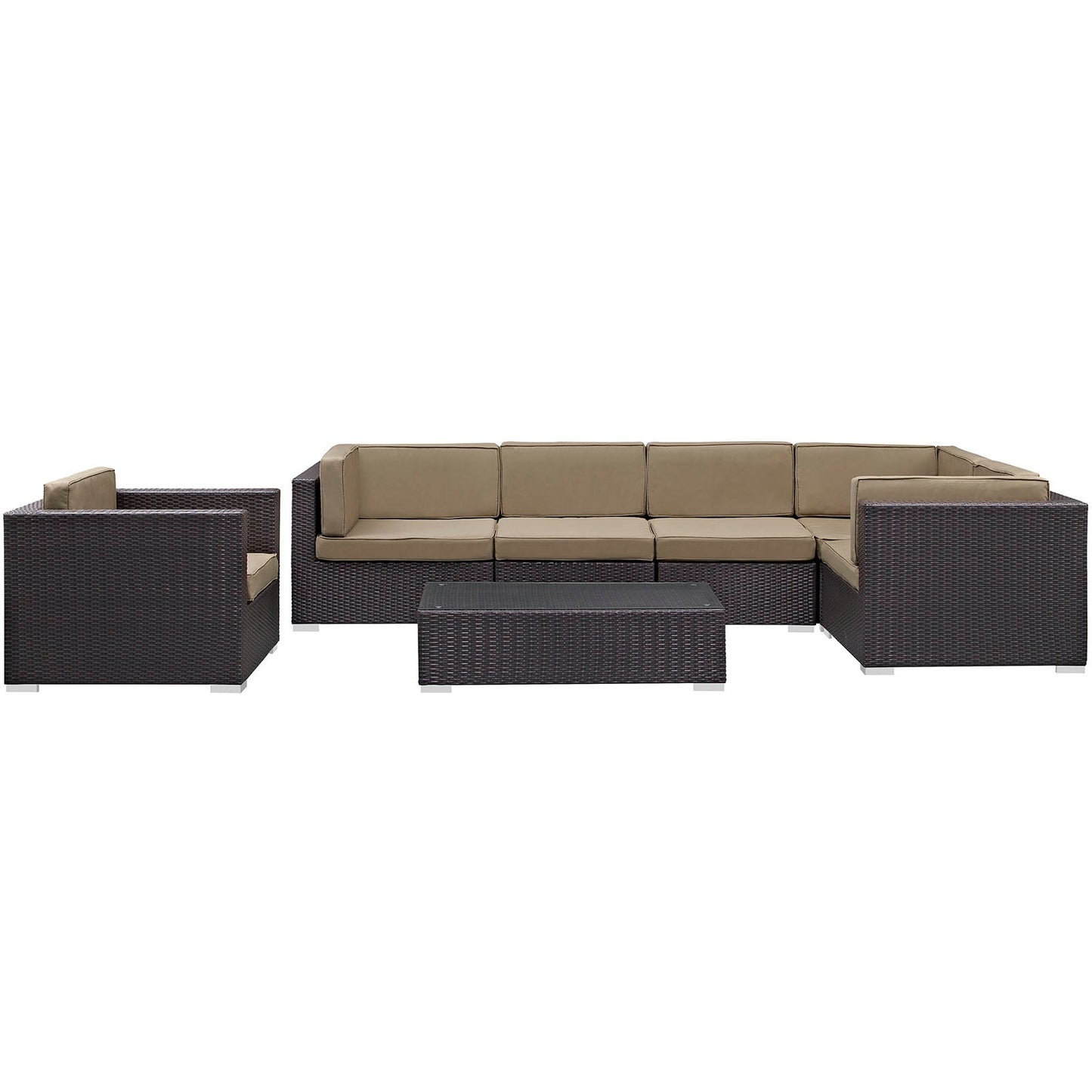 Corona 7 Piece Outdoor Patio Sectional Set by Modway EEI-606-EXP-MOC-SET
