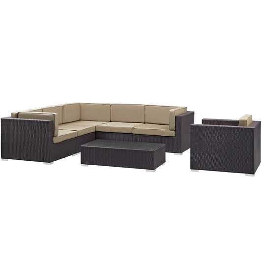 Corona 7 Piece Outdoor Patio Sectional Set by Modway EEI-606-EXP-MOC-SET