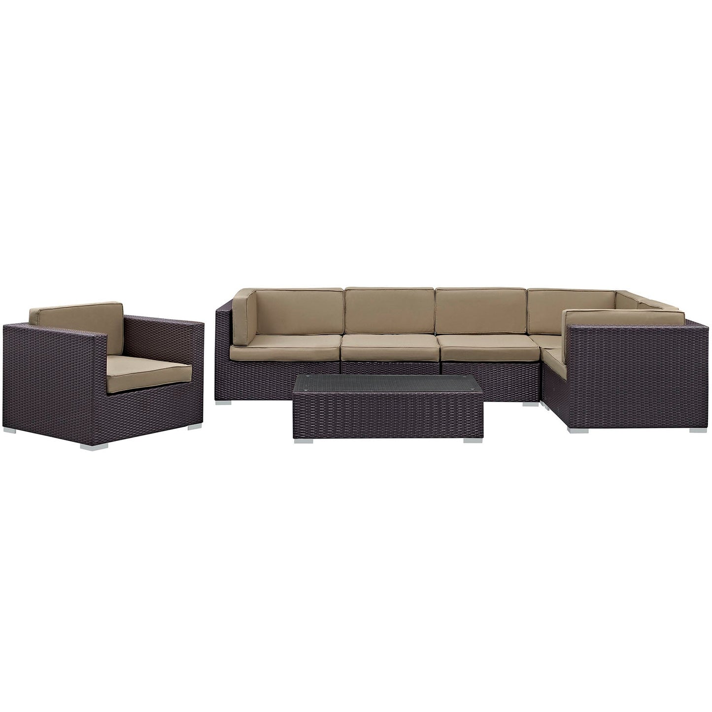 Corona 7 Piece Outdoor Patio Sectional Set by Modway EEI-606-EXP-MOC-SET