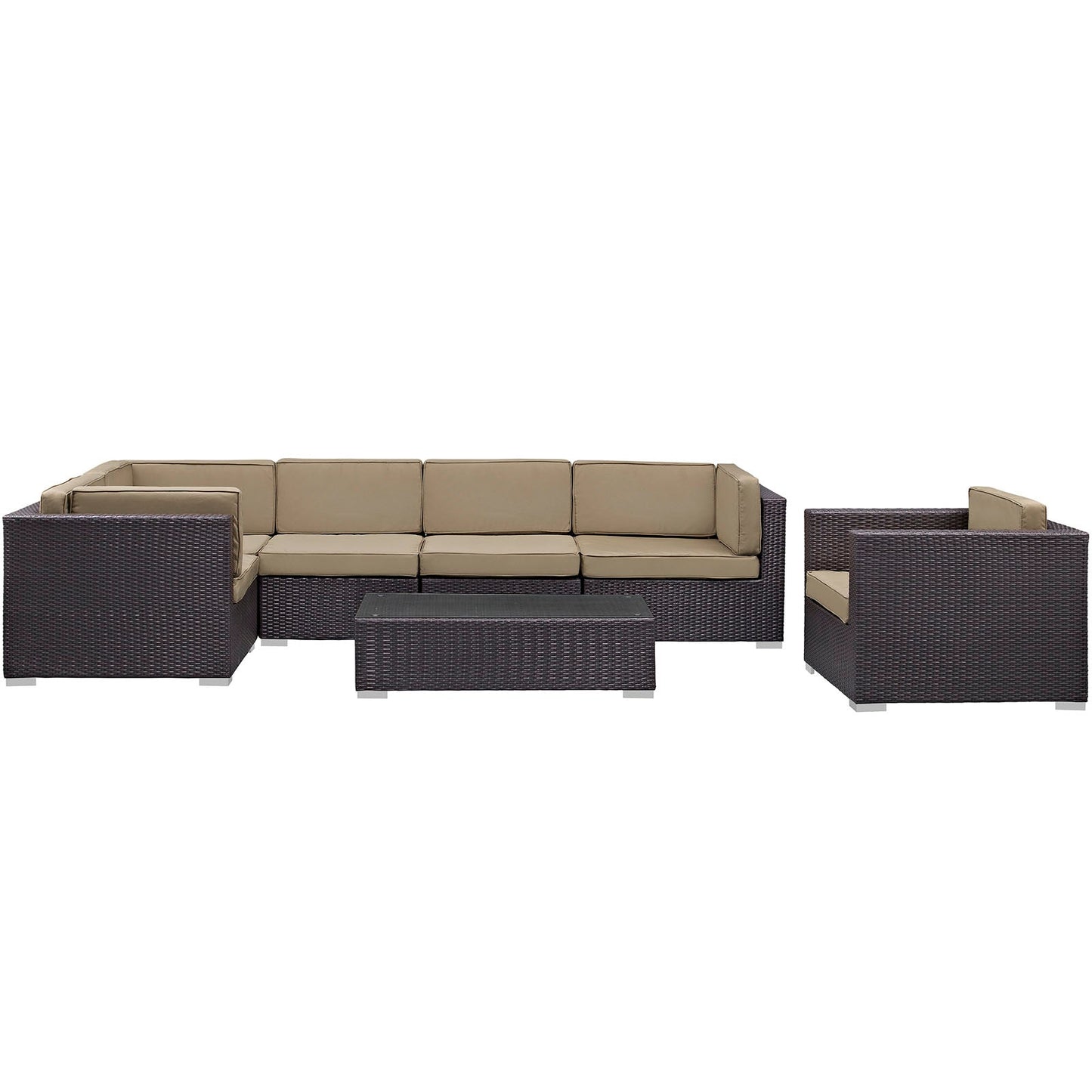 Corona 7 Piece Outdoor Patio Sectional Set by Modway EEI-606-EXP-MOC-SET