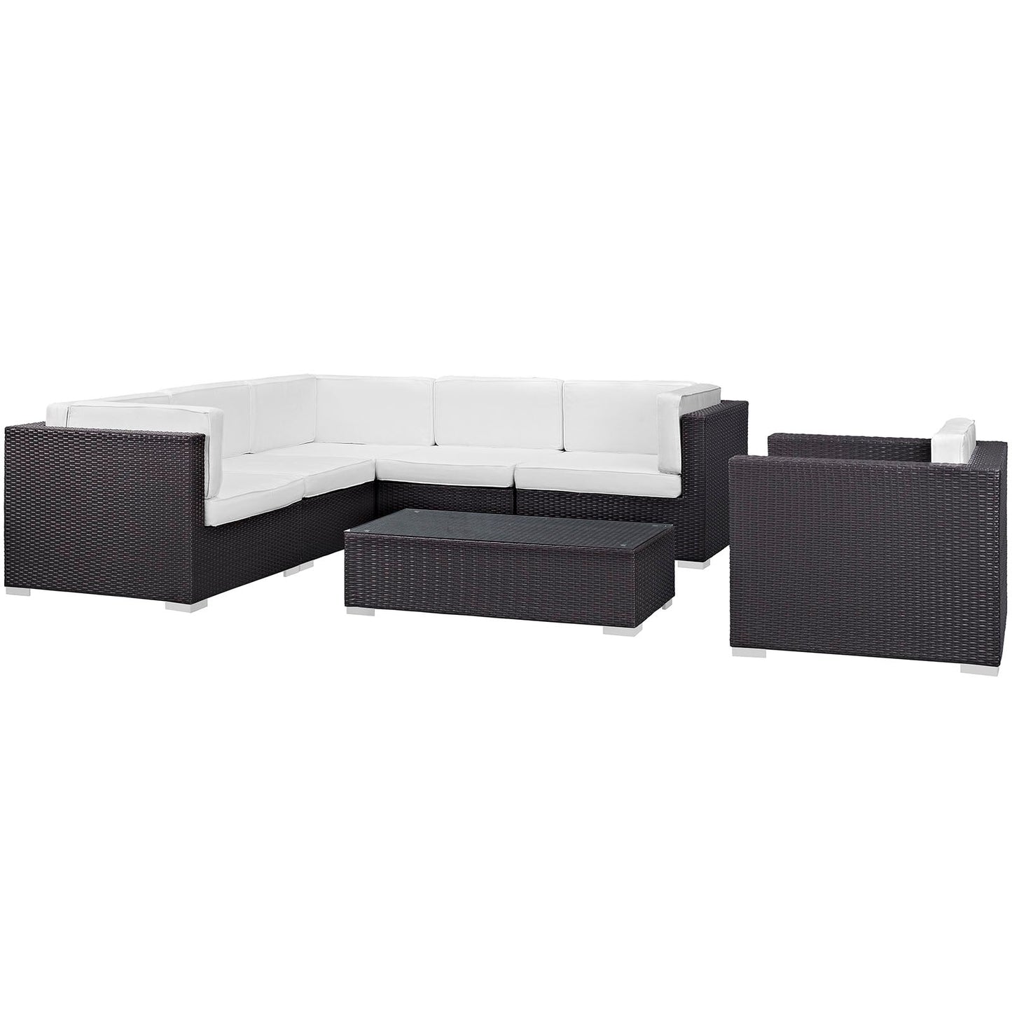Corona 7 Piece Outdoor Patio Sectional Set by Modway EEI-606-EXP-WHI-SET