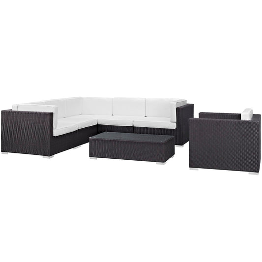Corona 7 Piece Outdoor Patio Sectional Set by Modway EEI-606-EXP-WHI-SET