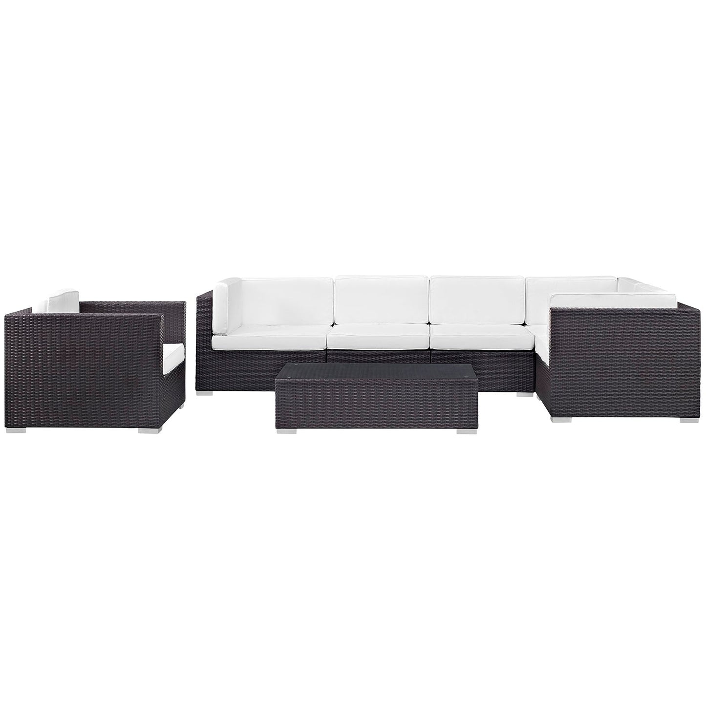 Corona 7 Piece Outdoor Patio Sectional Set by Modway EEI-606-EXP-WHI-SET