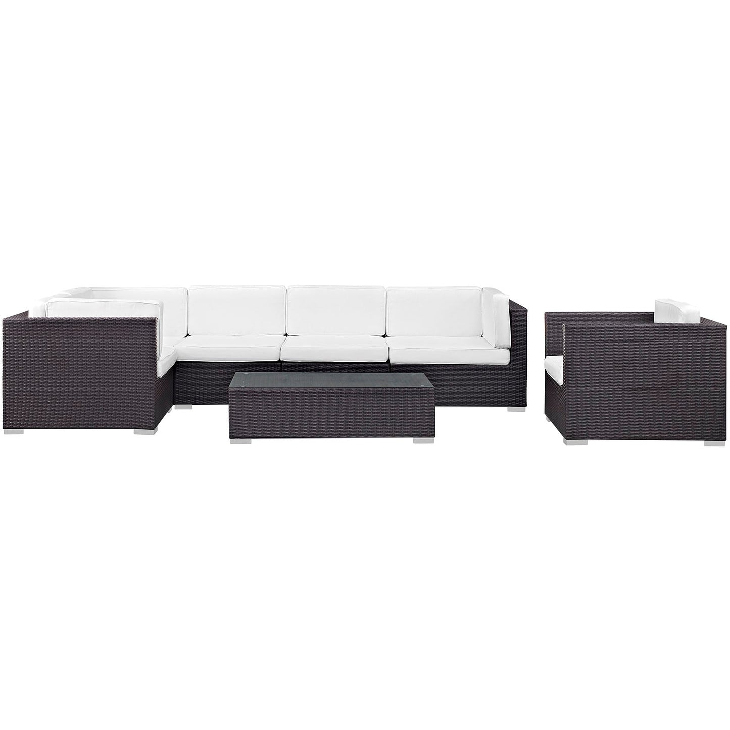 Corona 7 Piece Outdoor Patio Sectional Set by Modway EEI-606-EXP-WHI-SET