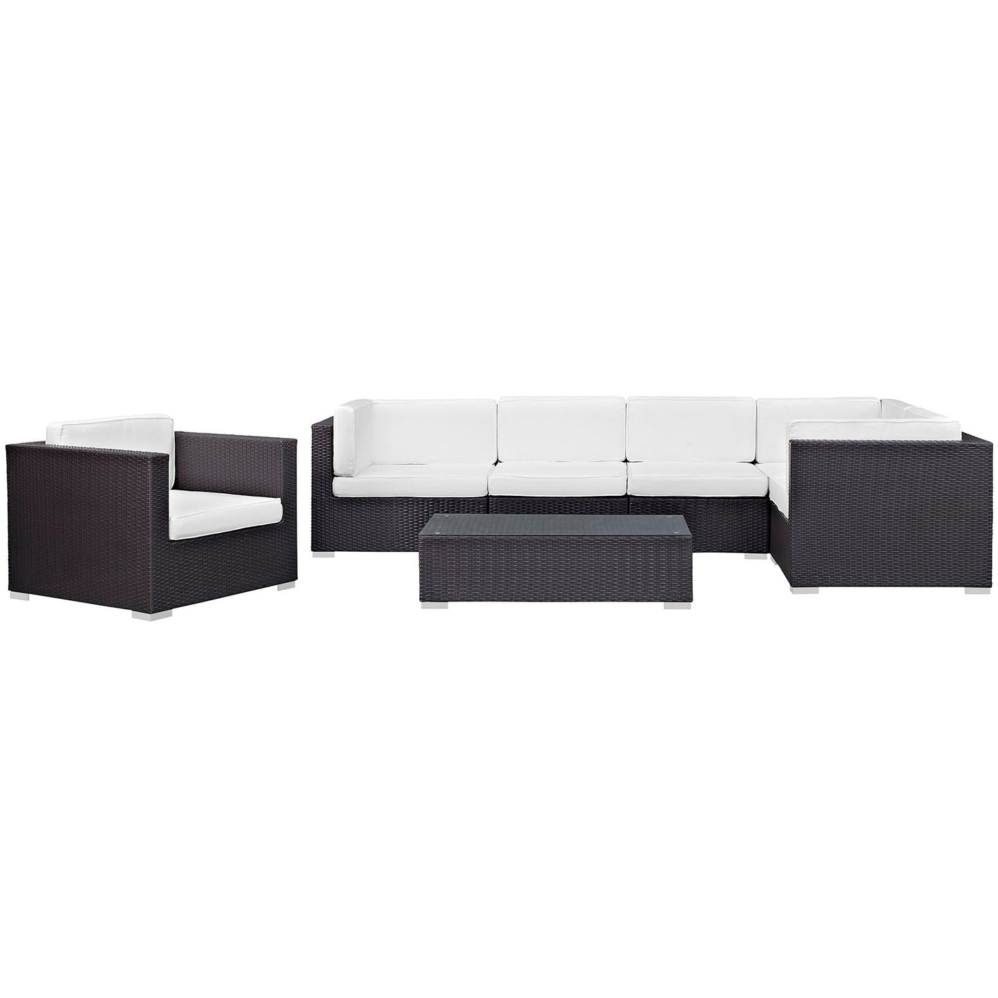 Corona 7 Piece Outdoor Patio Sectional Set by Modway EEI-606-EXP-WHI-SET